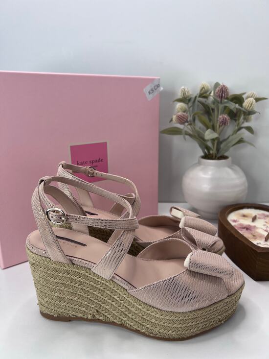 kate spade Shoes - Kate Spade Thelma Leather Wedge Sandals Espadrille Blush Women's 9 NWB
